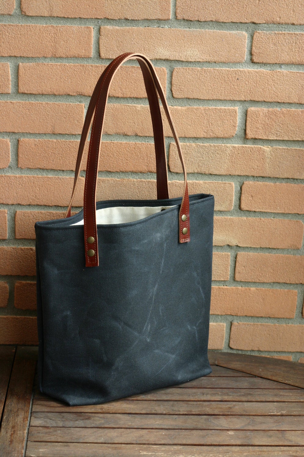 Large Waxed Canvas Tote Bag