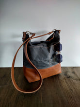 Load image into Gallery viewer, Hobo bag, waxed canvas crossbody bag, leather hobo bag, satchel bag for women
