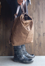 Load image into Gallery viewer, Waxed canvas crossbody bag, canvas bag convertible to backpack, hobo style purse
