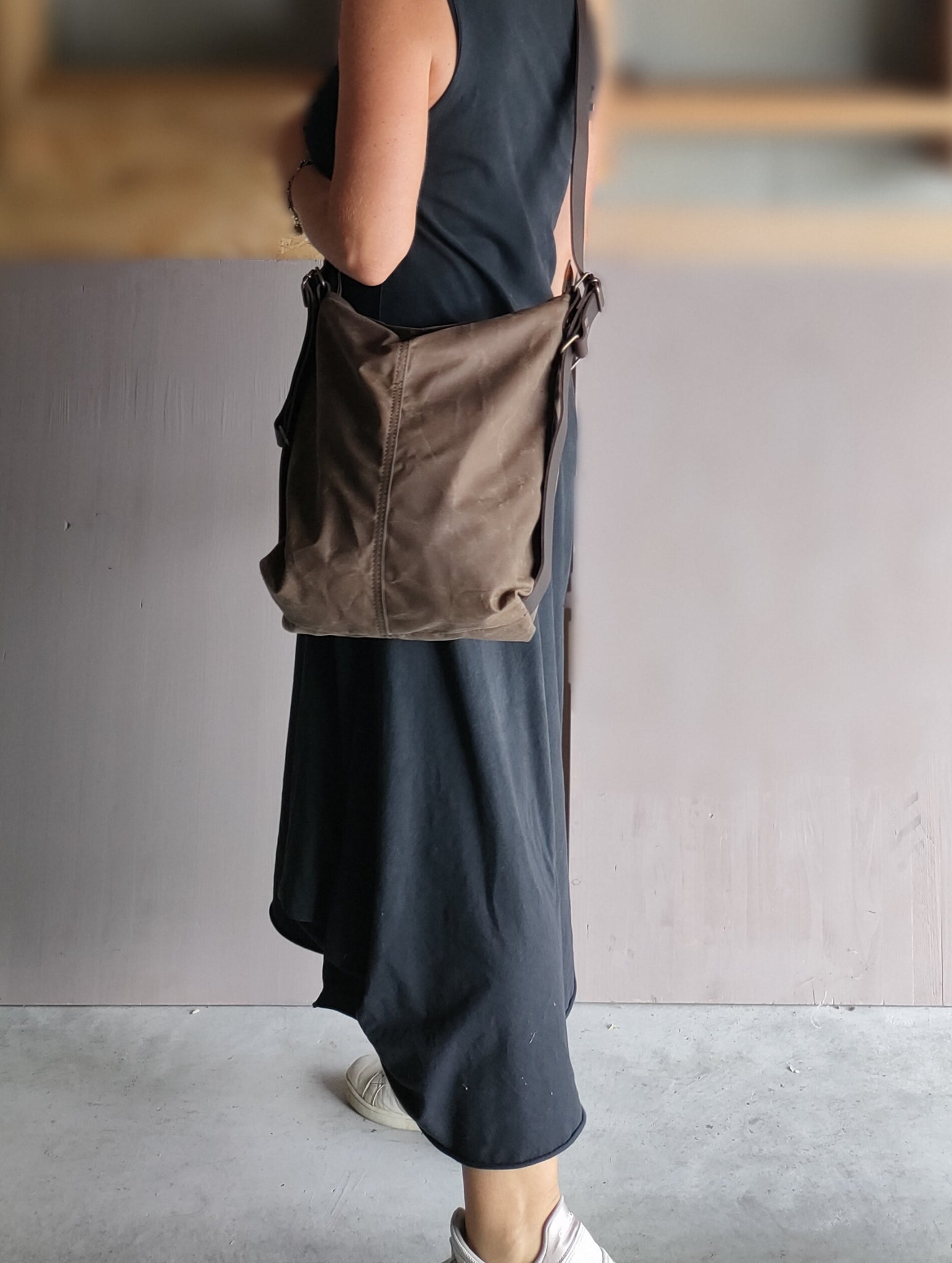 Convertible Leather and Canvas Purse