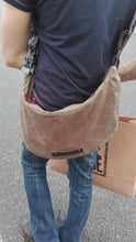 Load image into Gallery viewer, Waxed canvas bag, hip bag, mens bag, waxed cotton bag, gift for boyfriend, hobo bag, crossbody bag, canvas bag, waxed messenger  - boho bag
